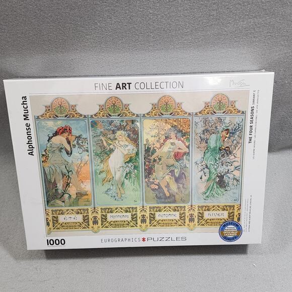 Goddesses of FOUR SEASONS 1000 Piece Eurographics Jigsaw Puzzle Alphonse Mucha - Picture 2 of 5